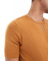 Фото #2 товара ASOS DESIGN midweight knitted cotton t-shirt in burnt orange