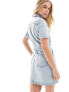 Фото #7 товара Morgan denim mini shirt dress in light blue wash