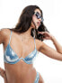 South Beach underwire metallic bikini top in light blue