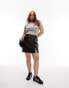 Фото #1 товара Topshop Curve leather look split detail mini skirt in black