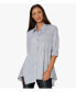 Фото #1 товара Women's Cotton Poplin Button-Front Step Hem Shirt Top Crossroads Tunic In Yarn Dye Stripe