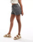 Pull&Bear paperbag waist cotton short in washed grey