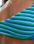 ASOS DESIGN mix and match towelling crop bikini top in blue and green stripe