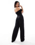 Фото #4 товара ASOS DESIGN ruched bardot jumpsuit with front cut out in black