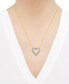 Фото #2 товара Macy's diamond Double Heart 17-1/2" Pendant Necklace (1 ct. t.w.) in 10k Gold & White Gold
