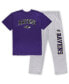 Men's Purple, Heathered Gray Baltimore Ravens Big and Tall T-shirt and Pants Sleep Set