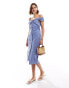 Фото #1 товара Mango bardot stripe midi dress in blue