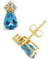 ფოტო #1 პროდუქტის Blue Topaz (1-3/4 ct.t.w) and Diamond (1/8 ct.t.w) Stud Earrings in 14K Yellow Gold