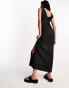 Фото #4 товара ASOS DESIGN soft denim sleeveless maxi dress with lace insert in washed black
