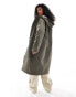 Фото #2 товара ASOS DESIGN borg lined longline rain coat in khaki