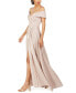 Фото #3 товара Women's Off-The-Shoulder Shimmer Wrap Style Gown