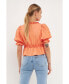 Фото #6 товара Women's Ruffle Detail Top with Puff Sleeves