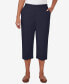 ფოტო #1 პროდუქტის Petite Classic Neutrals Mid Rise Pull On Button Hem Twill Capri Pants