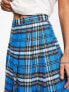 ASOS DESIGN pleated midi kilt skirt in blue check