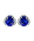 Simulated Blue Sapphire and Cubic Zirconia Stud Earrings