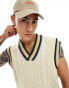 ASOS DESIGN oversized cable knit cricket tank in oatmeal with contrast tipping 2XL - фото #2