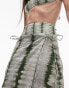 Topshop wrap sarong skirt in green tie dye print