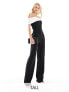 Фото #1 товара Vesper Tall bandeau contrast wide leg jumpsuit in monochrome