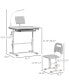 Kids Desk and Chair Set, Height Adjustable School Study Table and Chair, Student Writing Desk with Tilt Desktop, LED Lamp, Pen Box, Drawer, Reading Board, Cup Holder, and Pen Slots, Grey
