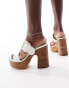 French Connection block heel sandals in white