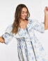 Фото #6 товара ASOS EDITION ruffle detail mini smock dress in blue floral jacquard