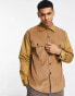 Selected Homme overshirt in cord mix in beige