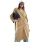 Stradivarius STR oversized trench coat in khaki