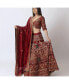 Women's Hand Embroidered Red Silk Lehenga Choli with Sleeves