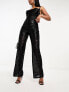 AX Paris sequin straight leg trousers in black