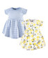 ფოტო #1 პროდუქტის Baby Girls Cotton Short-Sleeve Dresses 2pk, Lemons