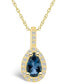 ფოტო #1 პროდუქტის London Blue Topaz (1 Ct. T.W.) and Diamond (1/5 Ct. T.W.) Halo Pendant Necklace in 14K Yellow Gold