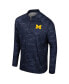 ფოტო #2 პროდუქტის Men's Navy Michigan Wolverines Carson Raglan Quarter-Zip Jacket