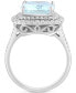 ფოტო #3 პროდუქტის EFFY® Aquamarine (5-7/8 ct. t.w.) & Diamond (3/4 ct. t.w.) Double Halo Statement Ring in 14k White Gold