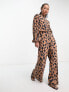 Never Fully Dressed wide leg jumpsuit in leopard print