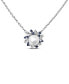 Фото #1 товара Macy's cultured Freshwater Pearl (7mm) & Cubic Zirconia Scattered Halo 18" Pendant Necklace in Sterling Silver