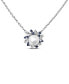 ფოტო #1 პროდუქტის Cultured Freshwater Pearl (7mm) & Cubic Zirconia Scattered Halo 18" Pendant Necklace in Sterling Silver