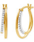 ფოტო #1 პროდუქტის Diamond & Polished Double Oval Hoop Earrings (1/4 ct. t.w.) in Sterling Silver & 14k Gold-Plate