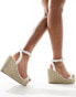 South Beach espadrille wedge sandals in cream with pearl embellishment