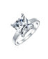 ფოტო #2 პროდუქტის Classic Timeless 3CT AAA CZ Square Brilliant Princess Cut Solitaire Engagement Ring For Women .925 Sterling Silver Plain Band