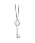 Polished with CZ Heart Key Pendant on a Cable Chain Necklace