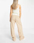 Bershka wide leg slouchy dad tailored trousers in camel