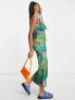 COLLUSION butterfly print cami maxi dress in green