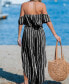 ფოტო #2 პროდუქტის Women's Black Off-Shoulder Flounce Bodice Tulip Hem Jumpsuit