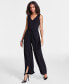 Фото #1 товара Petite Sleeveless V-Neck Wide-Leg Jumpsuit, Created for Macy's