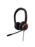 V7 Safesound Education k-12 Headset with Microphone - volume limited - antimicrobial - 2m cable - 3.5mm - Laptop Computer - Chromebook - PC - Black - Red - Headset - Head-band - Office/Call center - Black - 2 m - China