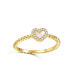 RA 14k Yellow Gold Plated with Mother of Pearl & Cubic Zirconia Beaded Band Promise Stacking Ring