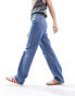 Weekday Rowe extra high waist regular fit straight leg jeans in 90s blue