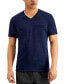 Фото #1 товара Men's Broken-Stripe V-Neck T-Shirt, Created for Macy's