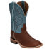 Фото #2 товара Tony Lama Pecan Bison Square Toe Cowboy Mens Blue, Brown Casual Boots 7955