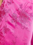 ASOS EDITION – Midikleid aus Satin mit Neckholder und floraler Stickerei mit Zierausschnitten in Rosa